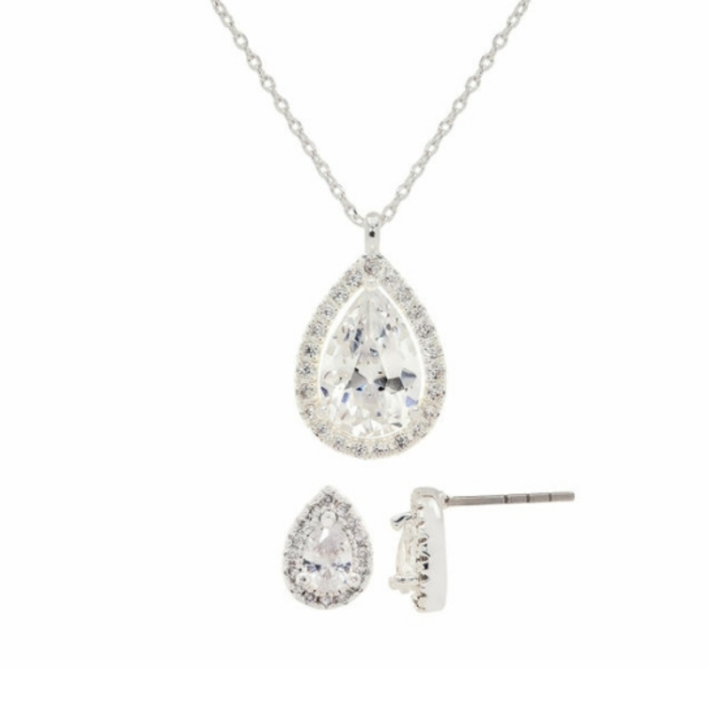 Pear Pendant Necklace and Earring Set